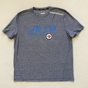 NHL Fanatics WINNIPEG JETS Hockey T-Shirt Size 2XL Blue Gray Short Sleeve